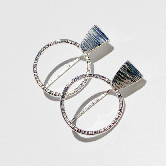 Argentium Silver Modern Textured Hoop Design Earrings