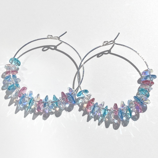 Argentium® Silver Crystal Hoop Earrings - Unicorn | Jewelry Made in California