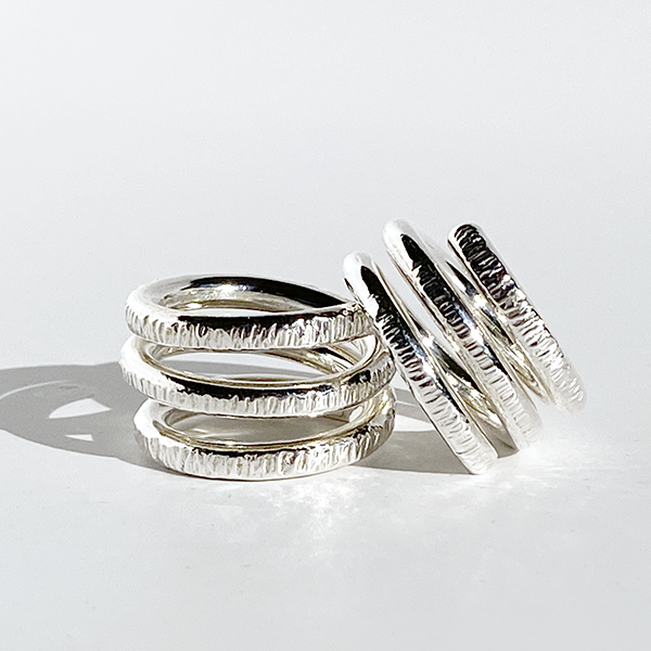 Argentium® Silver Textured Thick Spiral Band Ring Collection (Multiple –  Monolisa
