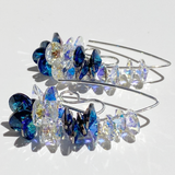 Argentium Silver Crystal Cluster Earrings - Unique Blue Iridescent