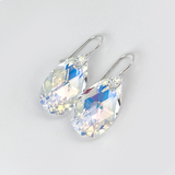Elegant Crystal Yellow Iridescence Pear Earrings - Argentium® Silver