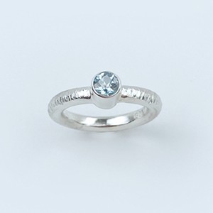 Argentium® Silver Light Blue Topaz Textured Ring- Sparkle