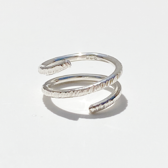 Argentium® Silver Textured Open Band Ring Dainty Collection Size 5.25