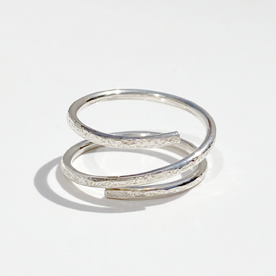 Argentium® Silver Textured Open Band Ring Dainty Collection Size 8