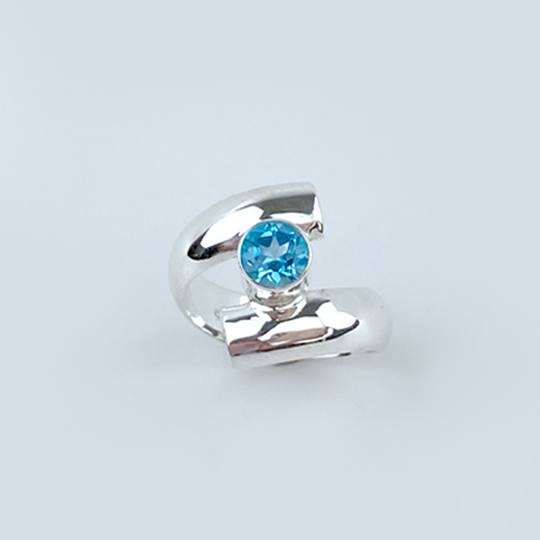 Argentium Silver Topaz Spiral Ring - So Blue