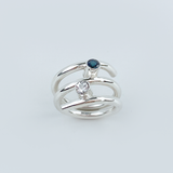 Argentium Silver Double Sapphire Ring - Day to Night