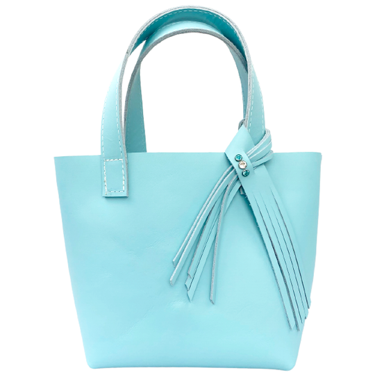 Baby Blue Leather Tote - Fringe Bag 88