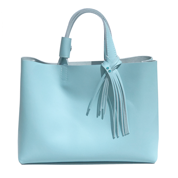 Medium Blue Leather Tote 63 Made in USA – Fringe Blue  Design