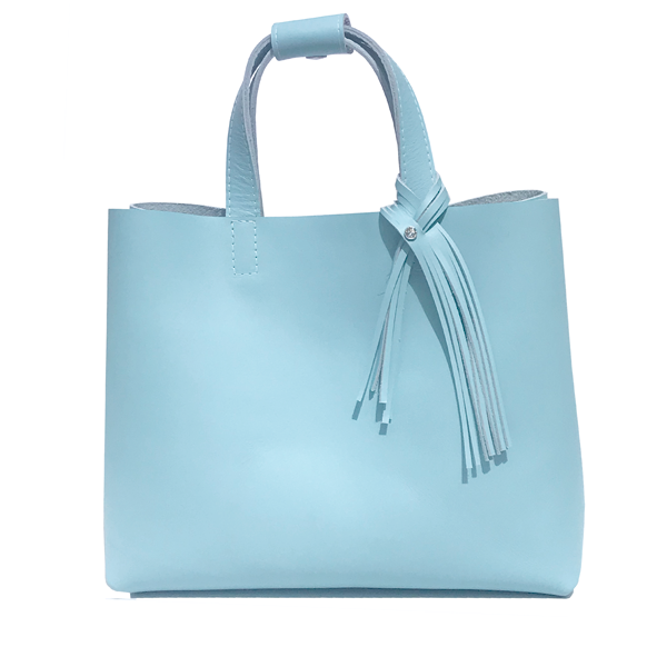 Tall  Blue Leather Tote 65 – Fringe Design