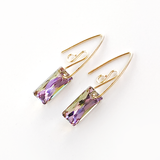 14k Gold Filled Classic Scroll Design Baguette Crystal Earrings