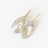 14k Gold Elegant Crystal Pear Earrings - Barely There Color