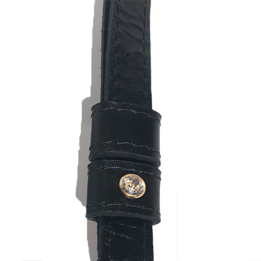 Crystal on Black Italian Leather Crossbody Bag 83 Strap