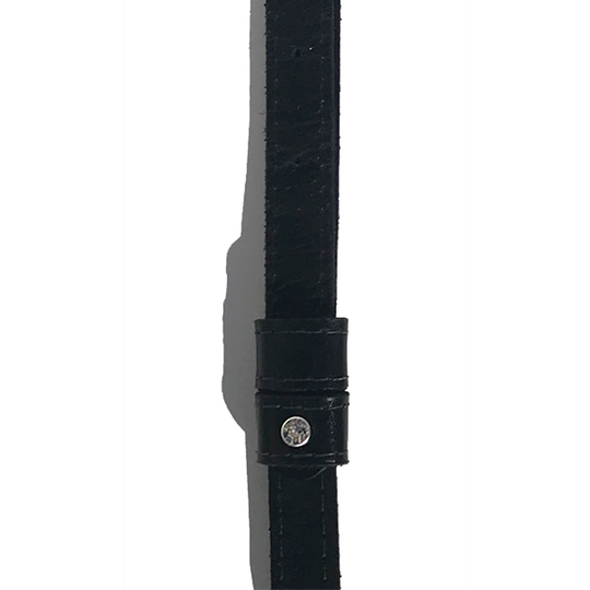 Leather strap featuring a  crystal on the strap loop