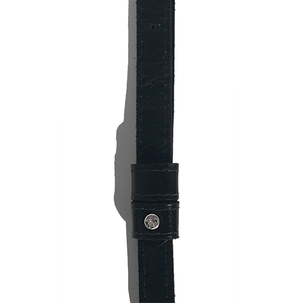Leather strap featuring a crystal on the strap loop