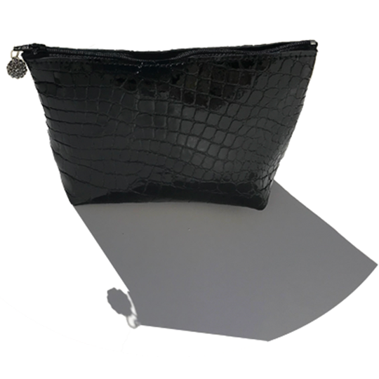 Leather Cosmetic Bag with pave crystals