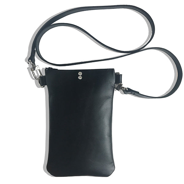 Italian Leather Tall Strap Bag 11 – Featuring Two Crystals