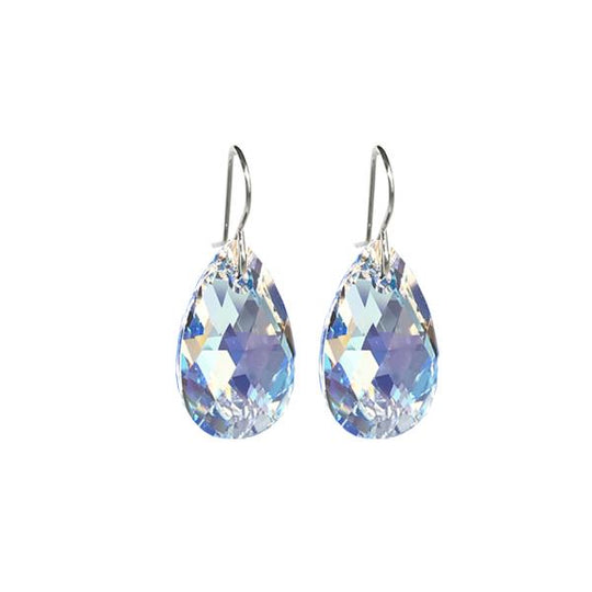 935 Sterling Pear Iridescent Earrings- blue iridescence 