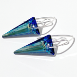Versatile Argentium Silver Short Scroll Design Spike Cluster Crystal Earrings - (4 color options)