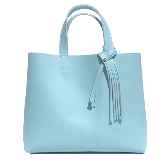 Tall  Blue Leather Tote 65 – Fringe Design