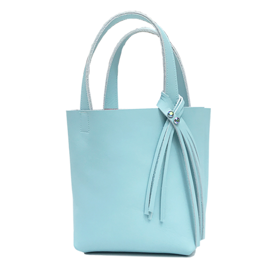 Blue Leather Paradise Tote 19 – Two Crystals