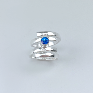 Sterling Silver Blue Topaz Ring - Elegant Spiral