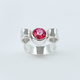 Sculpted Sterling Silver Blush Topaz Ring - Modern Bow