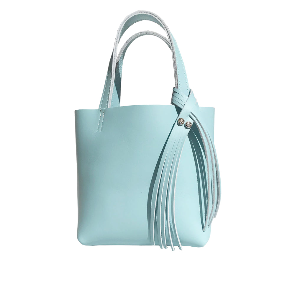 Bride Blue Leather Mini Tote 12 – Two Crystals