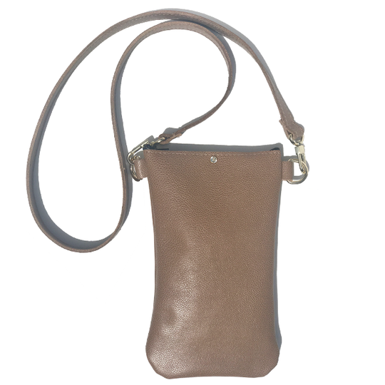 Tan Pebble Leather Tall Strap Bag 25