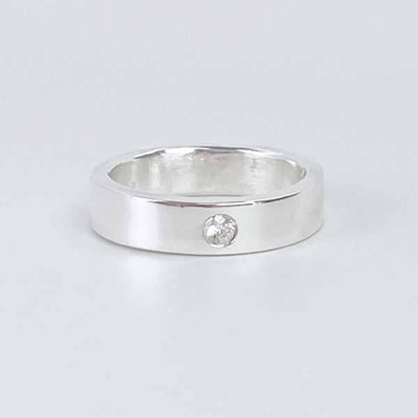 Sterling Gemstone Ring Band - Simple Elegance