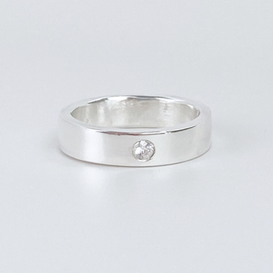 Sterling Gemstone Ring Band - Simple Elegance