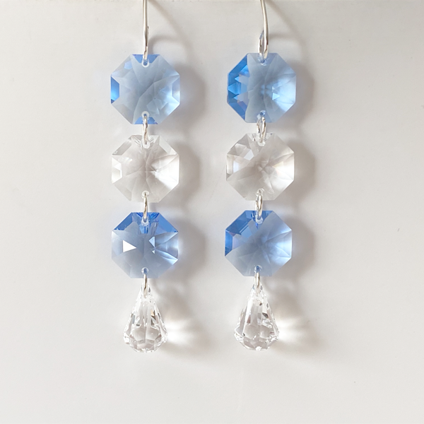 Long Regal Chandelier Drops - Blue Crystals