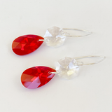 Sterling Regal Red Crystal Chandelier Drops Earrings