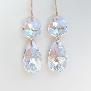 14k Rose Gold Chandelier Drops - Blue Crystals