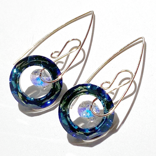 Versatile Large Circular Crystal Earring Collection - Gold Filled