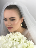 Bride Wearing Crystal Crown Jewelry Earrings