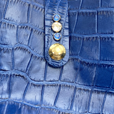 Crystal Brass Closure Element -e Classic Blue Croc Leather Tote - Bag 93
