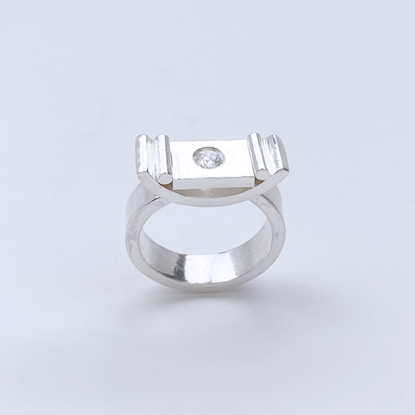 Sterling Silver Gemstone Thick Ring - Grand Elegance