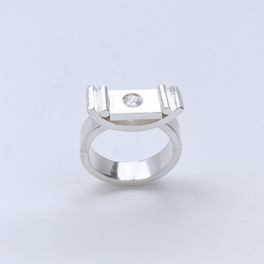 Sterling Silver Gemstone Thick Ring - Grand Elegance