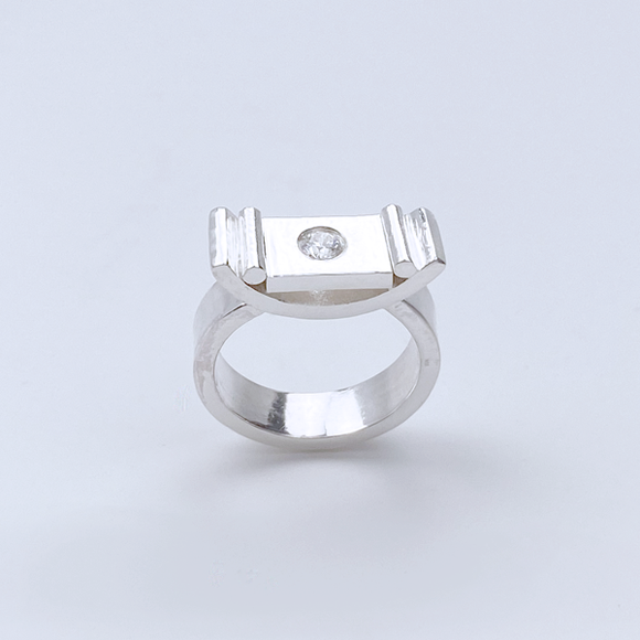 Sterling Silver Gemstone Thick Ring - Grand Elegance