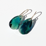 14k Gold Elegant Crystal Pear Earrings - Emerald Color
