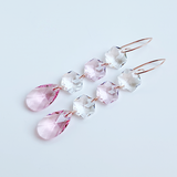 14k Rose Gold Regal Chandelier Drops - Pink Crystals