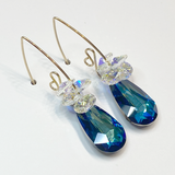 Versatile Teardrop Perfection Gold Filled Crystal Earrings -  blue color