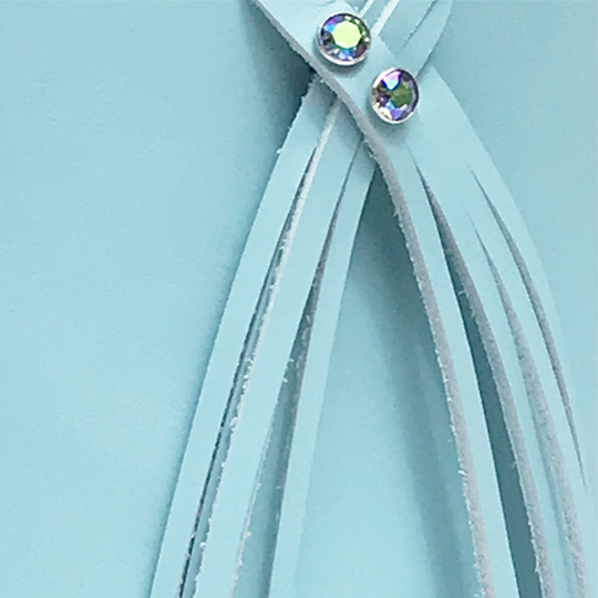 Blue Leather Paradise Tote 19 – Two Crystals