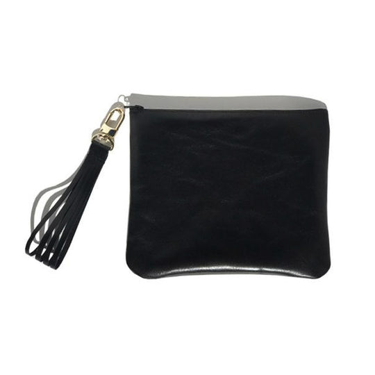 Bags Made in USA Monique Tall Bag – Soft Black Leather Fringe Wristlet