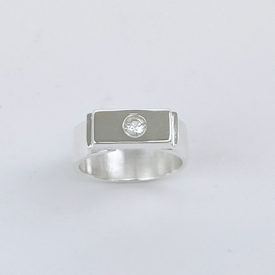 Sterling Silver White Sapphire Ring - Graceful
