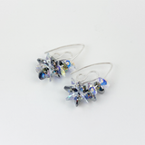 Sterling Mini Bent Hoop Crystal Cluster Earrings - Gray Iridescence