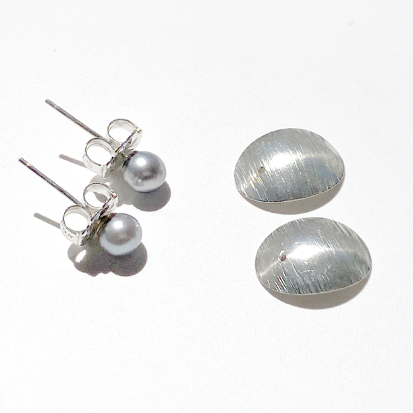 Argentium Silver Earring Set - Earring Jackets with Gray Pearl Studs (wear 3 ways) | Jewelry Made in California
