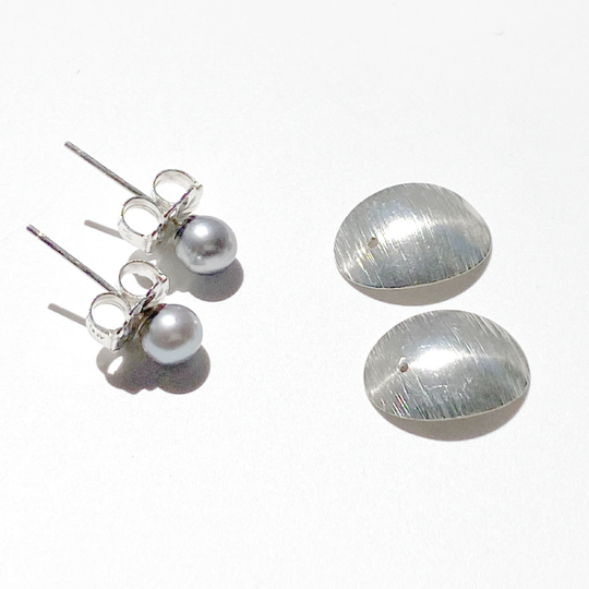 Argentium Silver Earring Set - Earring Jackets with Gray Pearl Studs (wear 3 ways) | Jewelry Made in California