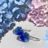 Crystal Heart Earrings - Bold Blue