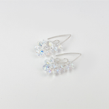 Sterling Mini Bent Hoop Crystal Cluster Earrings - Iridescence